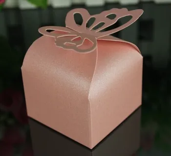 100ks Biela/Béžová/Pink/ Červená /Fialová/Navy Blue butterfly candy box prospech box svadobné prospech box pre dievčatá chlapci narodeniny