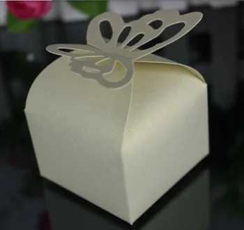 100ks Biela/Béžová/Pink/ Červená /Fialová/Navy Blue butterfly candy box prospech box svadobné prospech box pre dievčatá chlapci narodeniny