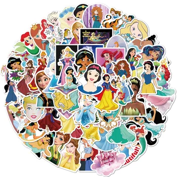 100ks Disney Princezná snehulienka Aurora Belle Samolepky, Laptop Skateboard Batožiny Obtlačky Stenu Spálne Jasmine Graffiti Nálepka
