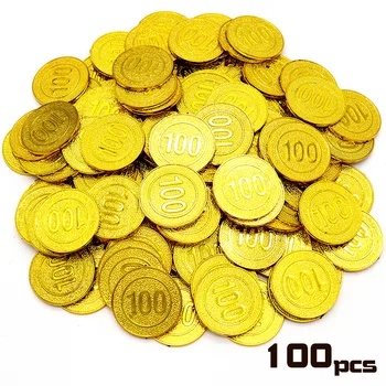 100ks/set Zahraničného Obchodu Nové Falošné Zlato, Mince 100 Yuan menovitá Hodnota Tabuľka Hra Mince Čip Rekvizity Mince