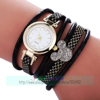 100ks/veľa 918913 módne dlhý popruh zábal okolo kožené hodinky zábal quartz príčinné náramkové hodinky pre unisex veľkoobchod hodiny