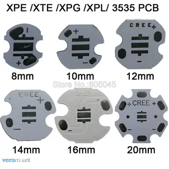 100ks/veľa! Cree XPE XP-E / XTE XT-E / XPG XP-G / XPL XP-L alebo Epileds 3535 LED Hliníka PCB Dosky mm 8 mm 10 mm 12 mm 14 mm 16 mm 20 mm