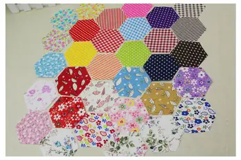100ks Zmiešané Babička záhrada Hexagon handričkou 3.8 cm dĺžka Krásnu Mozaiku Textílie Vzory prešívanie tilda Dizajn opakovať
