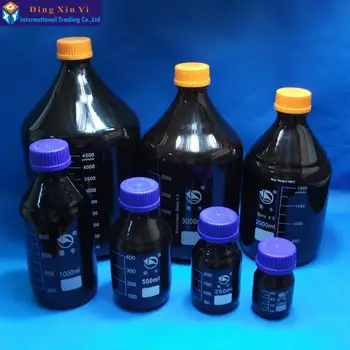 100ML žltý sklo činidla fľaša s modrým skrutkovacím uzáverom 100 ml laboratórneho činidla fľašu