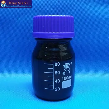 100ML žltý sklo činidla fľaša s modrým skrutkovacím uzáverom 100 ml laboratórneho činidla fľašu