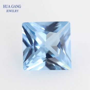 106# Modrá Tvar Štvorca Princezná Rez Syntetické Spinelovou Kameň Pre Šperky Veľkosť 2x2mm~10x10mm