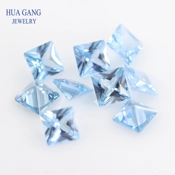 106# Modrá Tvar Štvorca Princezná Rez Syntetické Spinelovou Kameň Pre Šperky Veľkosť 2x2mm~10x10mm