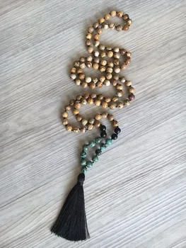 108 Malá Guľôčka Náhrdelník Afriky Turquoises Onyx Náhrdelník Ručne Viazané Mužov Náhrdelníky Modlitba, Meditácia, Jóga Malá Náhrdelníky