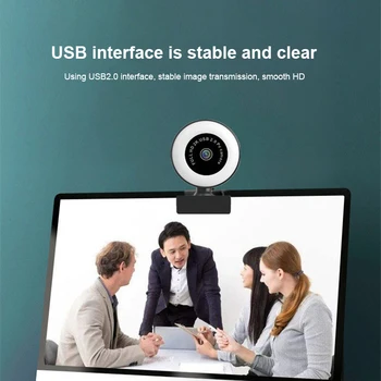 1080P 2k, HD Webkamera S Mikrofónom PC Desktop Web Kamera Cam Mini Počítač Webkameru Cam Nahrávania Videa, Práca S LED Svetlom