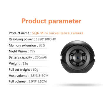 1080P Bezdrôtový Nočné Videnie Mini IP, Podpora TF Kariet Motion Video Detekcia USB Domáce Profesionálne HD Vonkajšie Bezpečnostné Kamery