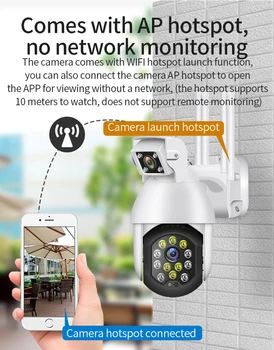 1080P Duálny Objektív Zabezpečenia WIFI IP CCTV Bezpečnostné Kamery Bezdrôtové Vonkajšie Nepremokavé Domov PTZ IR Cam, WIFI, Kamera, Detekcia Pohybu