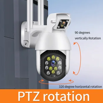 1080P Duálny Objektív Zabezpečenia WIFI IP CCTV Bezpečnostné Kamery Bezdrôtové Vonkajšie Nepremokavé Domov PTZ IR Cam, WIFI, Kamera, Detekcia Pohybu