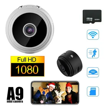 1080P Full-HD Malé Wifi Kamera A9 Mini Wifi Mini IP Kamera IR Nočné Videnie Mikro Kamera, Detekcia Pohybu Kamery, Podpora TF Kariet