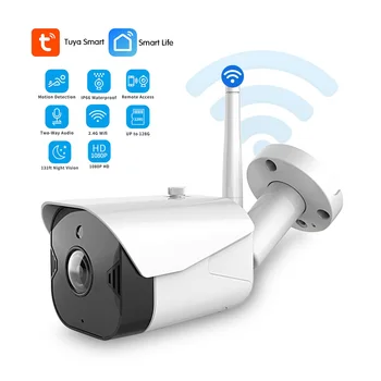 1080P Home Security Kamera, Vonkajšie WiFi Dohľadu Bullet Kamera IP66 Nepremokavé Nočné Videnie Detekcia Pohybu Pracovať s Tuya