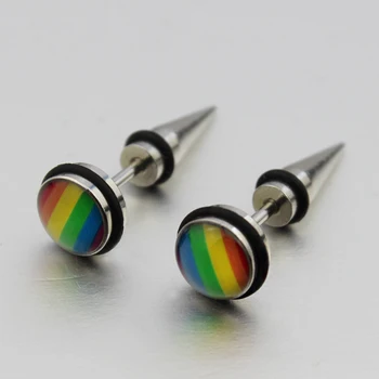 10pair/veľa Veľkoobchod Rainbow Stud Náušnice z Nehrdzavejúcej Ocele Gay Malé Šperky