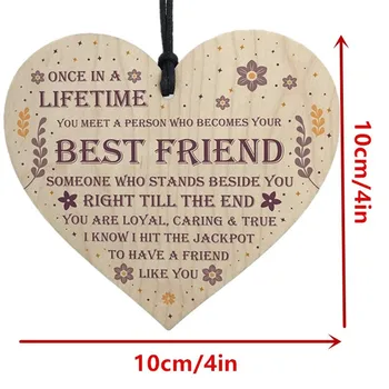 10PC Drevené tvare srdca priateľstvo doska prihlásiť remesiel ornament prívesok narodeniny/ vianoce/ vďakyvzdania /veľkonočný darček pre priateľa