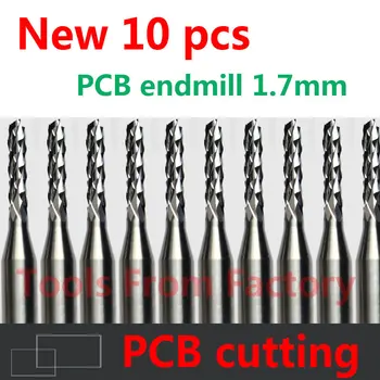 10pcs 1.7 mm Priemer Karbidu PCB CNC Gravírovanie Bitov Konci Frézovanie Fréza, rezanie, vŕtanie otvoru endmill # ST3.1.709