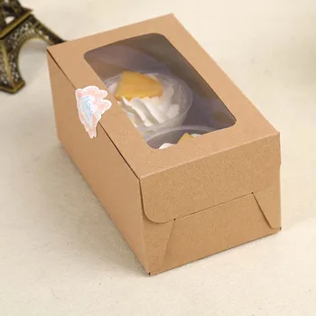 10pcs 2 Šálky Kraft Papier Cupcake Box Dezert Puding Cake Box Balenie Svadobné Baby Sprcha Candy Darčeka Strana Dodávky