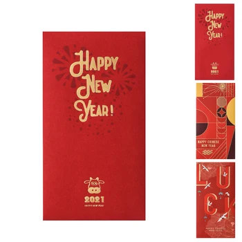10PCS 2021 Nový Rok Požehnanie Červené Obálky Oslava Červená Vreckový Nový Rok Roztomilé OX Cartoon Červené Obálky pre Šťastie, Peniaze