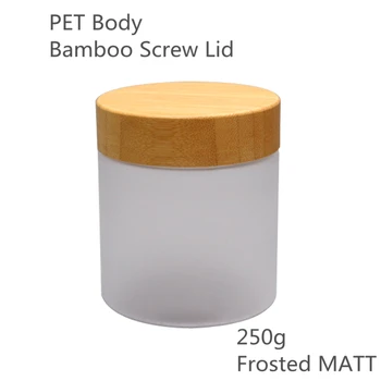10PCS 250g 250ml Matt Matný PET Krém Fľaše, Poháre S bambusom Veko bambusu Spp Bambusu Plastové Kozmetické Kontajner Candy Pohárov