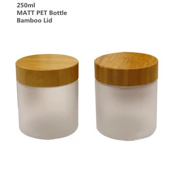 10PCS 250g 250ml Matt Matný PET Krém Fľaše, Poháre S bambusom Veko bambusu Spp Bambusu Plastové Kozmetické Kontajner Candy Pohárov