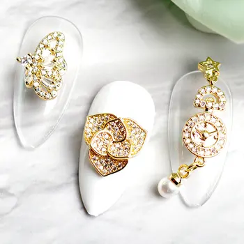 10pcs 3D Zirkón Crystal Kvet Prívesok Nail art šperky zliatiny nechty, dekorácia zirkón drahokamu Manikúra diamond nechtov Charms