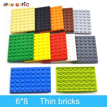 10pcs DIY Stavebné Bloky Tenké Údaje Tehly 6x8 Bodky 12Color Vzdelávacie Veľkosťou Kompatibilné S lego Hračky pre Deti,