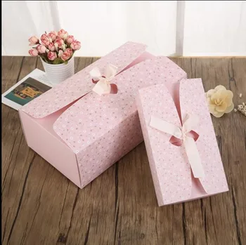10pcs High-grade Veľké kartónové Darčeka+stuha balenie svadbu, Ružová/Modrá Obdĺžnik darčekové papierové krabice na balenie pre dievčatá