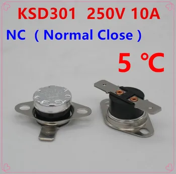 10Pcs KSD301 5 Stupňov Celzia 5 C Normal Close NC Teploty Ovládaný Spínač, Termostat 250V 10A Tepelnej Protector