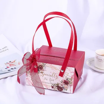 10pcs Nové prenosné svadobné darčeky pre družičky candy papierových obalov kvet darčeka boite dragees mariage de коробка картон