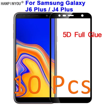 10Pcs Pre Samsung Galaxy J4 J6 Plus 2018 J415 J610 5D 6D 9D Plný Lepidlo Kryt Tvrdeného Tvrdeného Skla Film Screen Protector Stráže