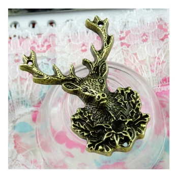 10pcs Starožitné Bronzový Jeleň Ručné Charms Prívesky, Šperky Zistenia 51*38 MM