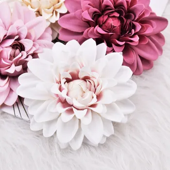 10PCS Umelé Biele Dahlia Hodvábneho Kvetu Ruže Hlavy Pre Svadobné Dekorácie DIY Veniec Darčeka Scrapbooking Plavidlá Falošné Kvety
