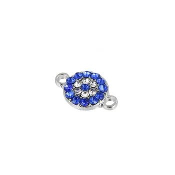 10pcs/veľa Dvojité Otvor 10 mm Malé Okrúhle Modré Crystal Konektor Charms Prívesky pre KUTILOV, Náramok, Náhrdelník, Takže Šperky Zistenia