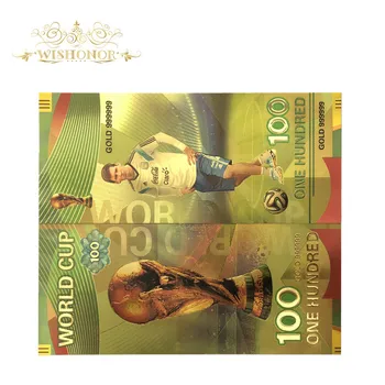 10pcs/veľa Hot Predaj Farieb Messi Bankoviek World Cup Bankovky 100 Rubeľ Bankoviek v 24k Gold Papierové Peniaze Na Zbierku