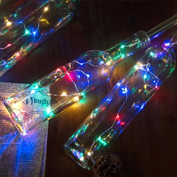 10Pcs/veľa LED Fľaša Vína Svetiel 1M 2M Medený Drôt String Svetlo Vianočné Lmap na Sklo Plavidlá Fľaše, Svadobné Pary Dekorácie