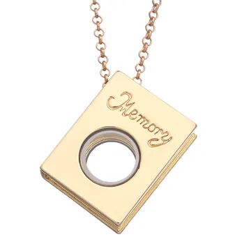 10pcs/veľa Obdĺžnik Pamäť Plávajúce charms slovník kniha Medailón vhodné pre 6mm perly môžete otvoriť Medailón náhrdelník s 60 cm reťaz