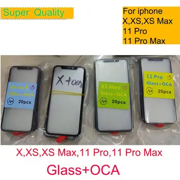 10Pcs/Veľa Pre iphone 11 Pro X XS Max Dotykový Panel Predný Vonkajšie Sklo S OCA Pásky Pre iphone 11 Pro Touch Panel OCA 2 v 1