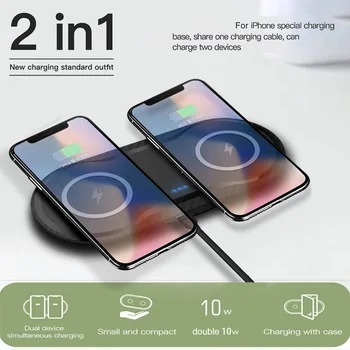 10w Dvojité Qi Bezdrôtovú Nabíjačku Pad pre iPhone 11 XS XR X 8 AirPods Pro 10W Dual Rýchle Nabíjanie Dock Stanica Pre Samsung S10 S20
