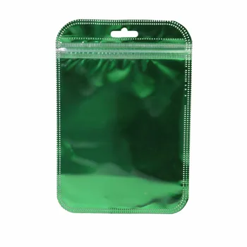 10x15cm(4x6in) Clear & Lesklé Fólie Zlata, Striebra, Zelená Zavesiť Otvor Zip Tašky 100ks Ploché Darček Zip Lock Package Taška Veľkoobchod