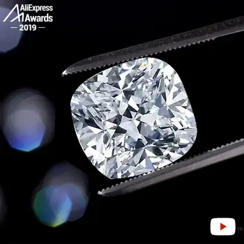 11*11 mm Štvorcový Vankúš S925 Jemné Šperky mincový striebro krúžok Lab vytvorili diamond Carat 4Cs svadobné návrh sen