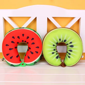 11 1pcs 6 Farieb Ovocia U Tvarované Vankúše Ochranu Krku Cestovné Melón Citrón Kiwi Orange Vankúše, Podušky