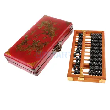 11 Stĺpec Vintage Drevené Guľôčky Aritmetický Abacus Výpočet Nástroj s Box Zberateľskú Darček