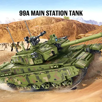 1144Pcs Mesto WW2 99A Hlavný Bojový Tank Model Stavebné Bloky Vojenské Vojak, číselné Údaje Vzdelávania Tehly Hračky Pre Deti, Chlapec