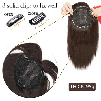 11Inch Clip In príčesky Rovné Vlasy Rozšírenie S Ofinou Syntetické 16 Farieb, Clip In príčesky Pre Ženy