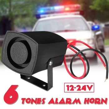 12-24V Auto Policajtov Požiare Alarm Horn 6 Tóny Výstražné Sirény Bzučiak Bzučiak Auto Alarm Zvuk