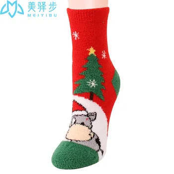 12 Párov Za Chcete Nastaviť Nový Rok Darček Ponožky Pribrala Teplé Krásne Ox Vianočné Ponožky Plyšové Spánku Cartoon Žena Coral Ponožky