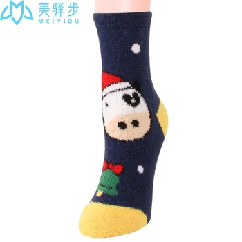 12 Párov Za Chcete Nastaviť Nový Rok Darček Ponožky Pribrala Teplé Krásne Ox Vianočné Ponožky Plyšové Spánku Cartoon Žena Coral Ponožky