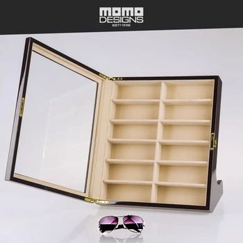 12 slnečné Okuliare box Úložný prípade Dreva Luxusné zberného boxu pre Ženy a Mužov Okuliare displej s Top okno