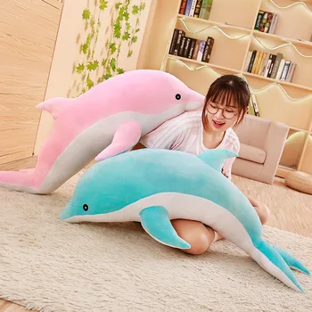 120-50 cm Kawaii Mäkké Dolphin Plyšové Hračky, Bábiky, Plyšové Dole Bavlna Zvierat Nap Vankúš Tvorivé Deti Hračka Vianočný Darček pre Dievčatá